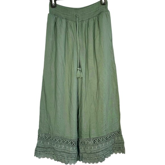 American Eagle Outfitters Pants - NWOT American Eagle Sage Green Wide Leg Crochet Hem Pull On Pants Womens Small